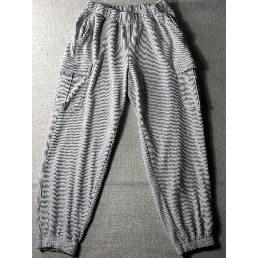 Aerie Women’s Soft Ribbed Cargo Jogger Sweatpants Gray Small Lounge Casual